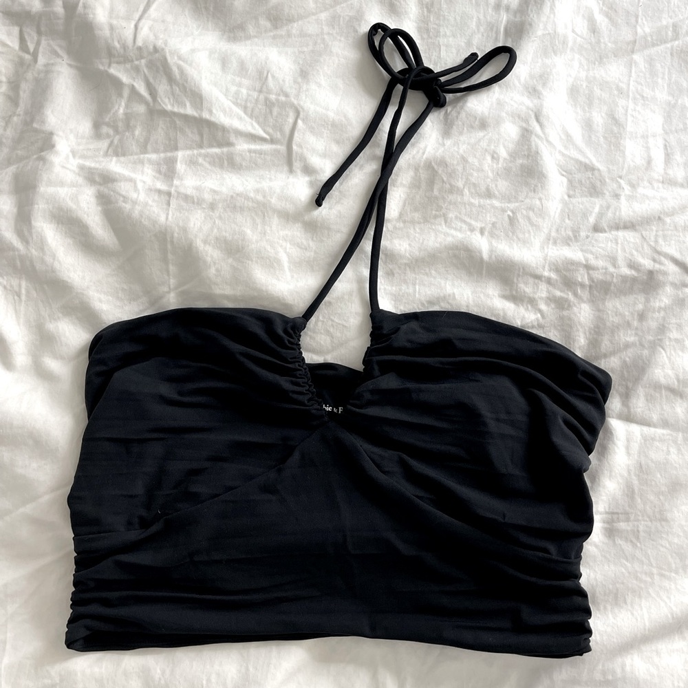 Black halter top crop top